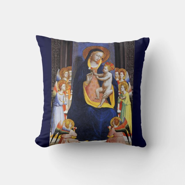VIRGIN WITH CHILD ANGELS AND SAINTS Christmas Throw Pillow (Front)