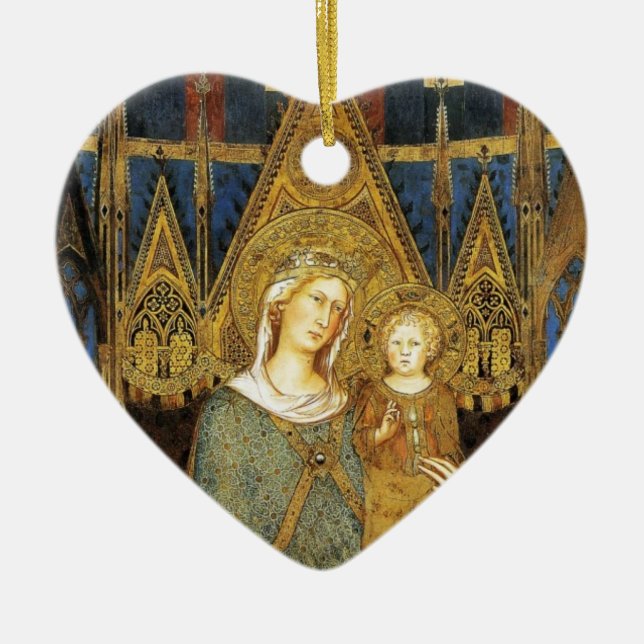 VIRGIN WITH CHILD  ,Blue Sapphire Ceramic Ornament (Front)