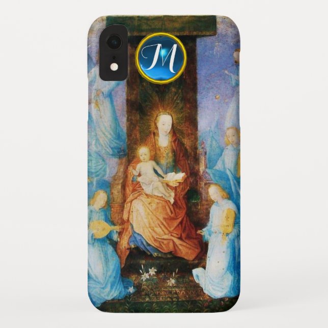 VIRGIN WITH CHILD CONCERT OF ANGELS, Blue Monogram Case-Mate iPhone Case (Back)