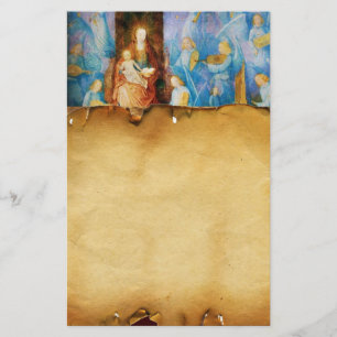 VIRGIN WITH CHILD -CONCERT OF ANGELS  ,Parchment Stationery
