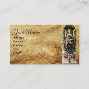 VIRGIN WITH CHILD MONOGRAM Parchment Business Card