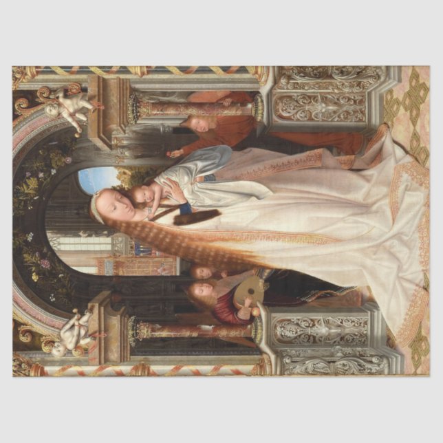 VIRGIN WITH CHILD ,MUSICAL ANGELS CHRISTMAS TISSUE PAPER (Front)