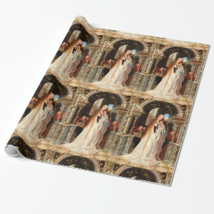 VIRGIN WITH CHILD ,MUSICAL ANGELS CHRISTMAS WRAPPING PAPER