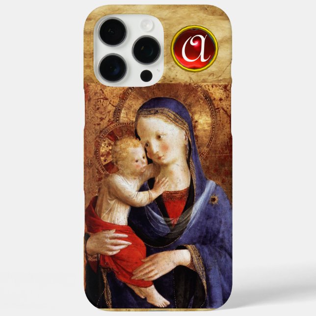 VIRGIN WITH CHILD  Red Ruby Monogram Case-Mate iPhone Case (Back)