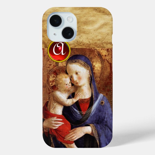 VIRGIN WITH CHILD  Red Ruby Monogram Case-Mate iPhone Case (Back)