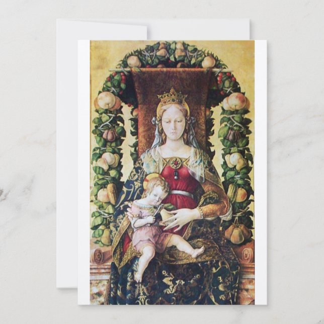 VIRGIN WITH CHILD  White Champagne Metallic Paper Invitation (Front)