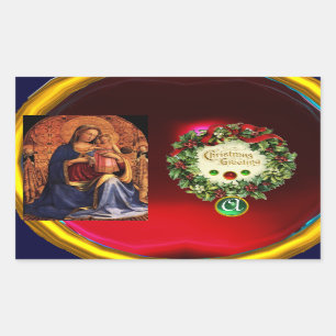 VIRGIN WITH CHILDAND SAINTS MONOGRAM Green Emerald Sticker