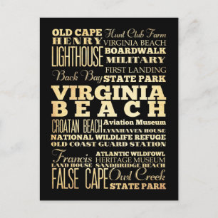 Virgina Beach City of Virgina State Typography Art Postcard