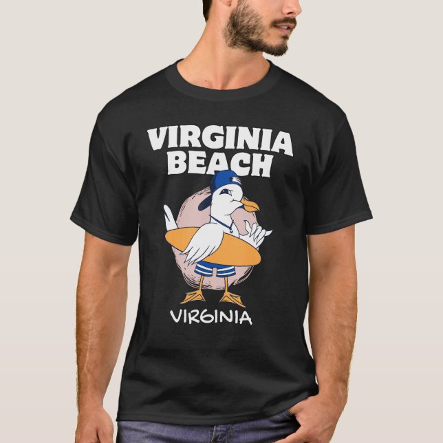 VIRGINA BEACH Surfing Vintage Seagull Retro T-Shirt (Front)