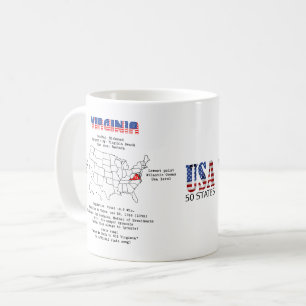 Virginia American state on a map and useful info Coffee Mug