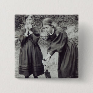 Virginia and Vanessa Stephen, in St. Ives, 1894 2 Inch Square Button