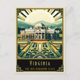Virginia   Art Deco Postcard