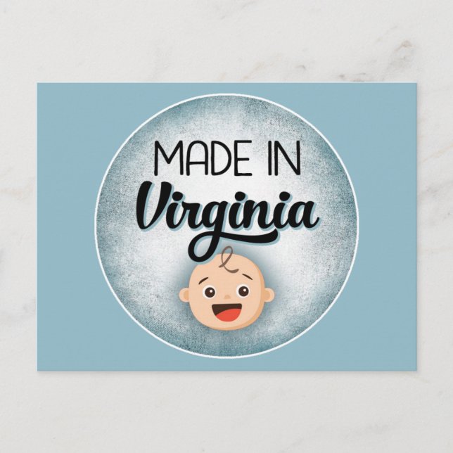Virginia Baby Funny Blue New Boy Carte Postale (Devant)