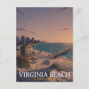 Virginia Beach Oceanfront Skyline Art Postcard