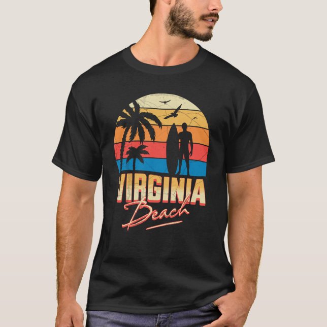 Virginia Beach Surfing Surf Summer Vacation T-Shirt (Front)
