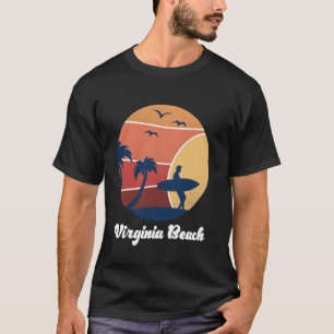 Virginia Beach Surfing Surfer Vintage Sunset Retro T-Shirt
