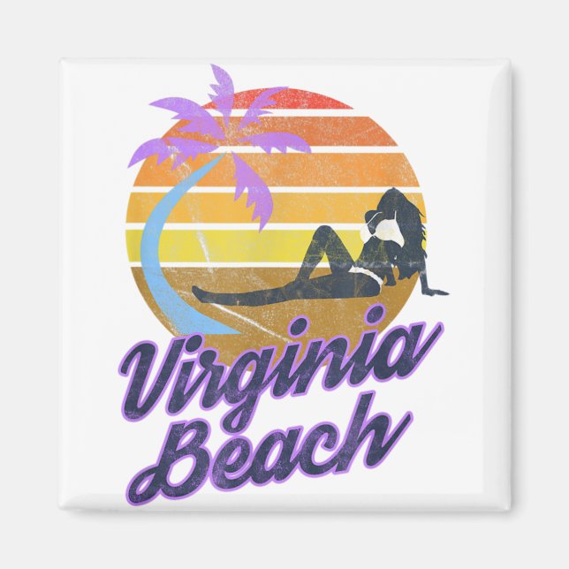 Virginia Beach USA Retro Surf Backpacking America Magnet (Front)
