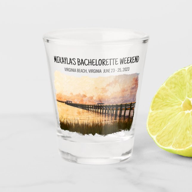 Virginia Beach, VA Bachelorette Weekend Shot Glass (Front)