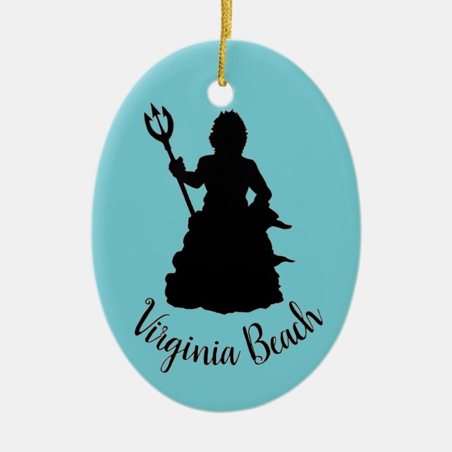 Virginia Beach, VA Neptune Statue Ocean Nautical Ceramic Ornament (Front)