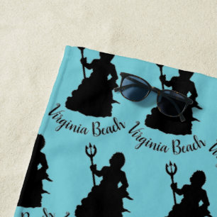 Virginia Beach VA Ocean Blue Neptune Statue Beach Towel