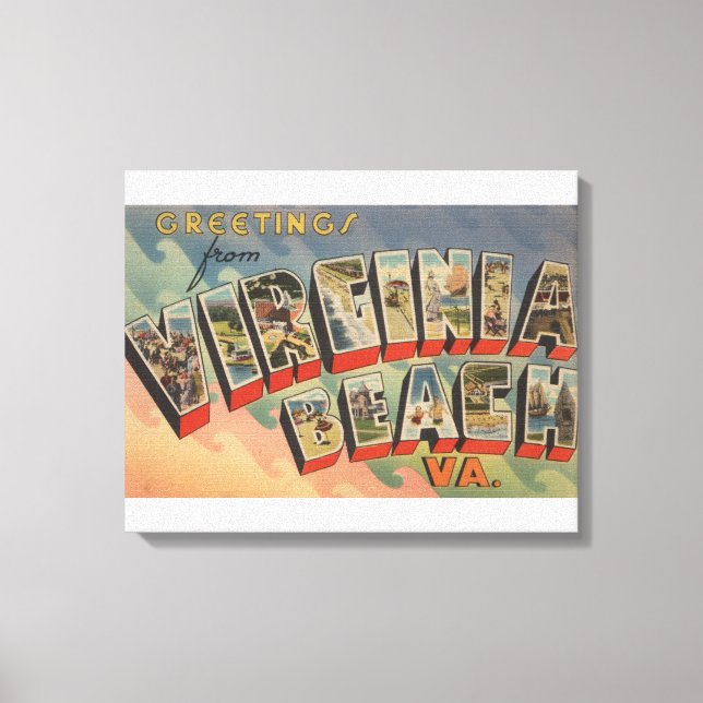 Virginia Beach, Virginia - Large Letter Scenes Canvas Print (Front)