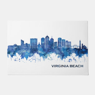 Virginia Beach Virginia Skyline Blue Doormat