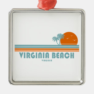 Virginia Beach Virginia Sun Palm Trees Metal Ornament