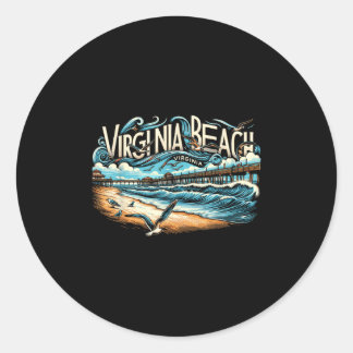 Virginia Beach Virginia Travel Summer Family Vacat Classic Round Sticker