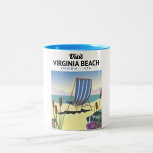Virginia Beach Virginia USA travel poster Two-Tone Coffee Mug