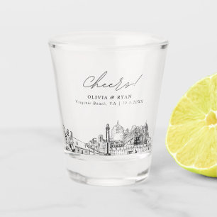 Virginia Beach Wedding Favour Personalized Cheers Shot Glass