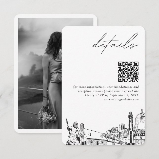 Virginia Beach Wedding Modern Details QR Code Enclosure Card (Front/Back)