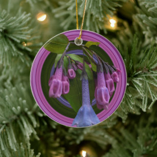 Virginia Bluebells ceramic circle ornament