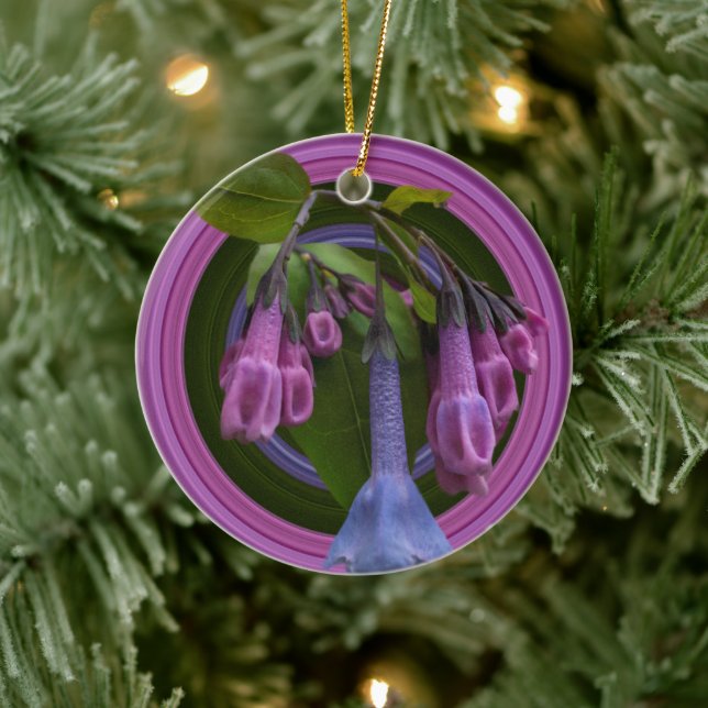 Virginia Bluebells ceramic circle ornament (Tree)