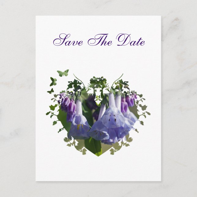 Virginia Bluebells Wildflowers - Save The Date Announcement Postcard (Front)