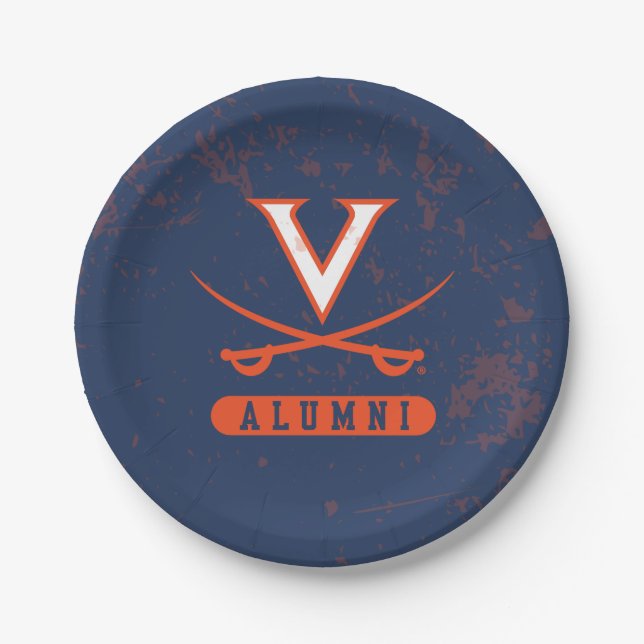 Virginia Cavaliers Alumni Distressed Paper Plate (Front)