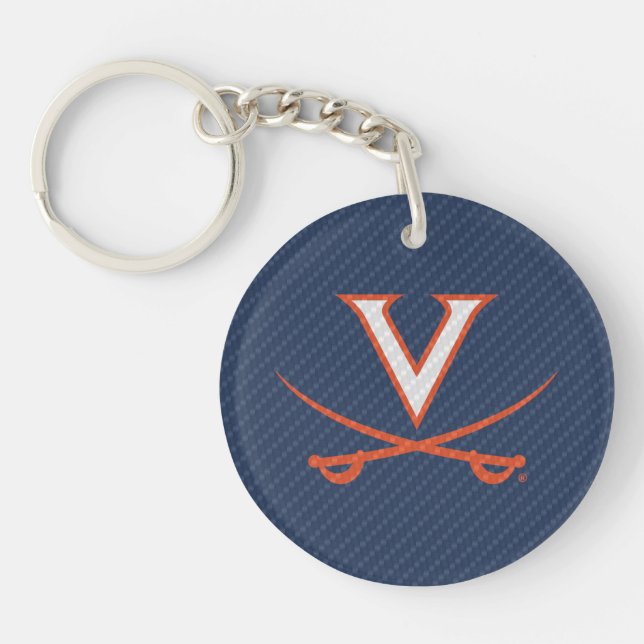 Virginia Cavaliers Carbon Fiber Keychain (Front)