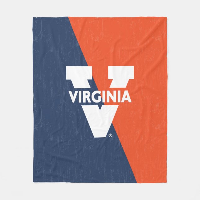 Virginia Cavaliers Color Block Distressed Fleece Blanket (Front)