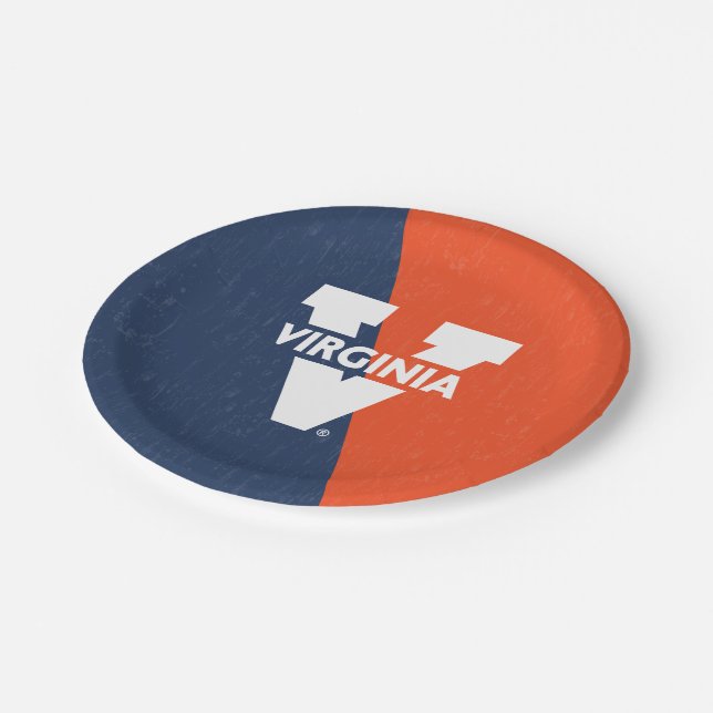 Virginia Cavaliers Color Block Distressed Paper Plate (Angled)