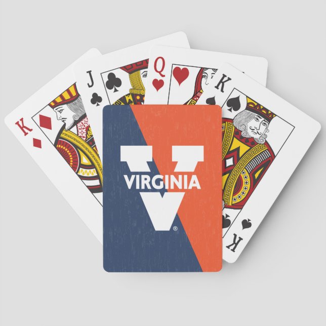 Virginia Cavaliers Color Block Distressed Playing Cards (Back)