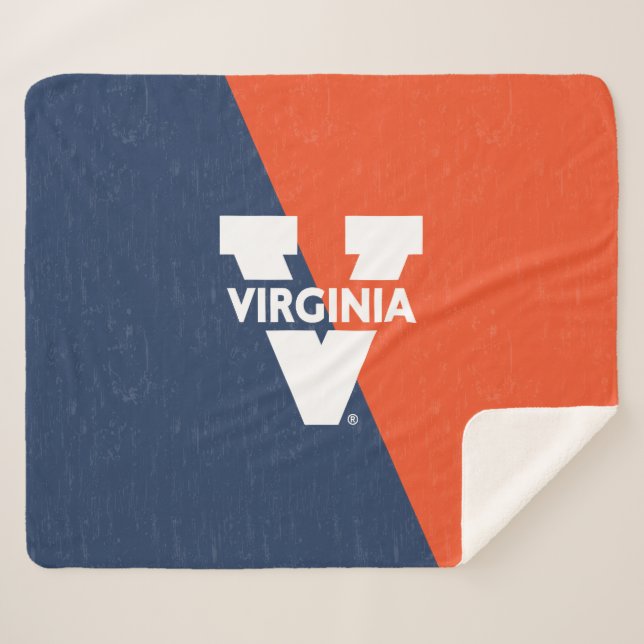Virginia Cavaliers Color Block Distressed Sherpa Blanket (Front (Horizontal))