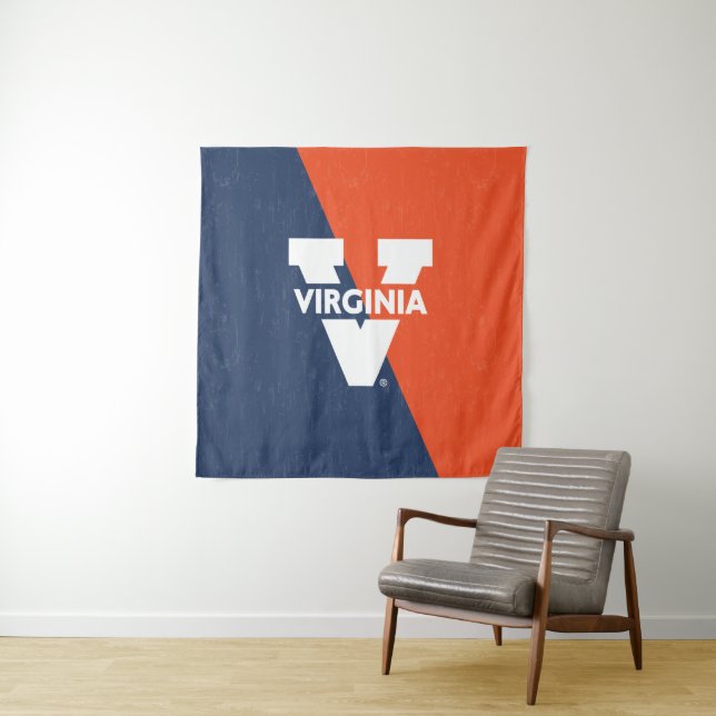 Virginia Cavaliers Color Block Distressed Tapestry (In Situ)