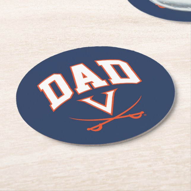 Virginia Cavaliers Dad Round Paper Coaster (Angled)