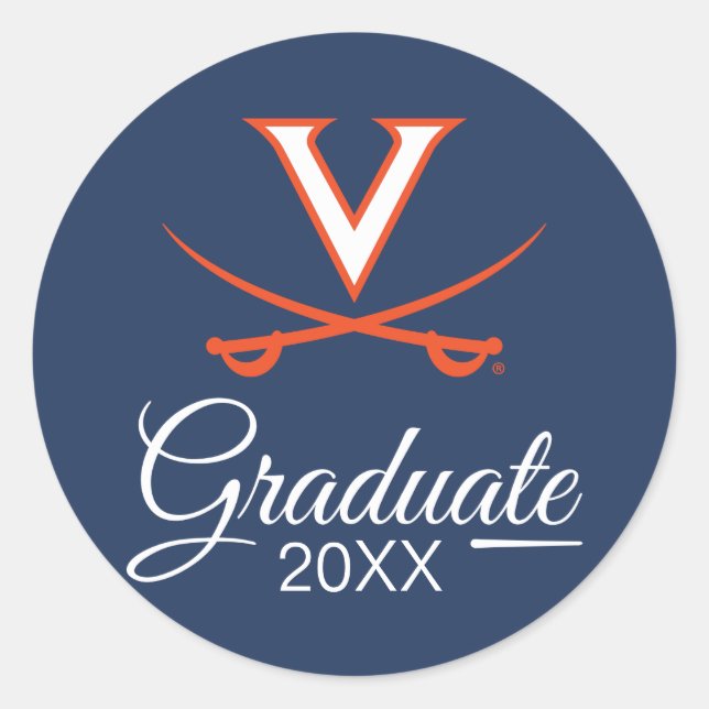 Virginia Cavaliers | Graduation Classic Round Sticker (Front)