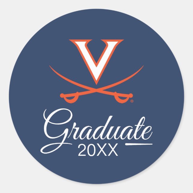 Virginia Cavaliers | Graduation Classic Round Sticker (Front)