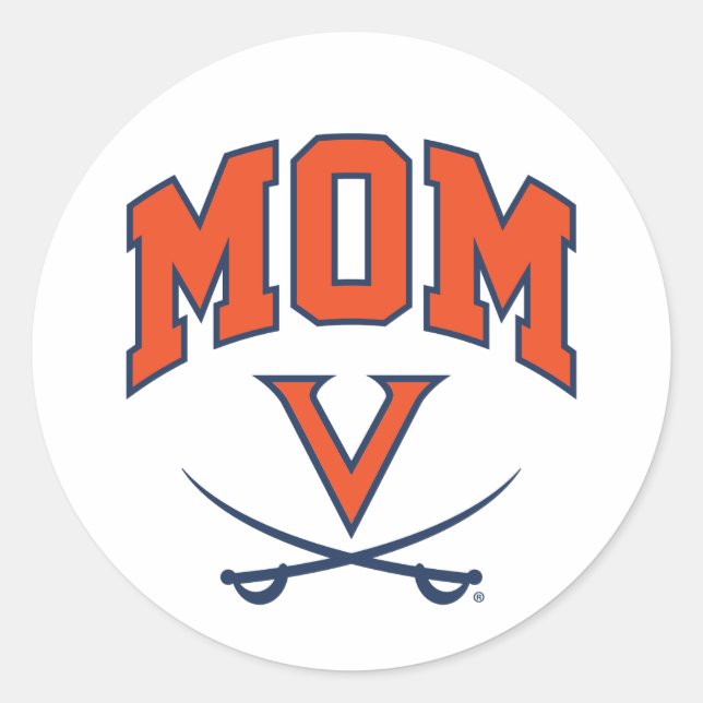 Virginia Cavaliers Mom Classic Round Sticker (Front)