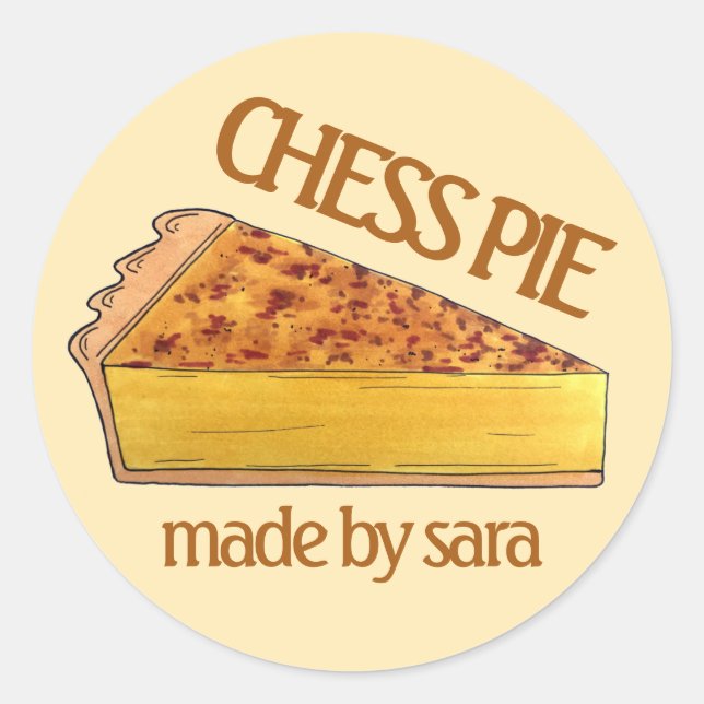 Virginia Chess Pie Southern Dessert Baked By Classic Round Sticker (Front)