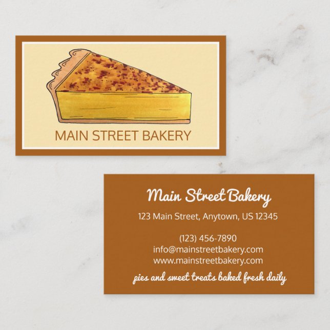 Virginia Chess Pie Southern US Cuisine Dessert Business Card (Front/Back)