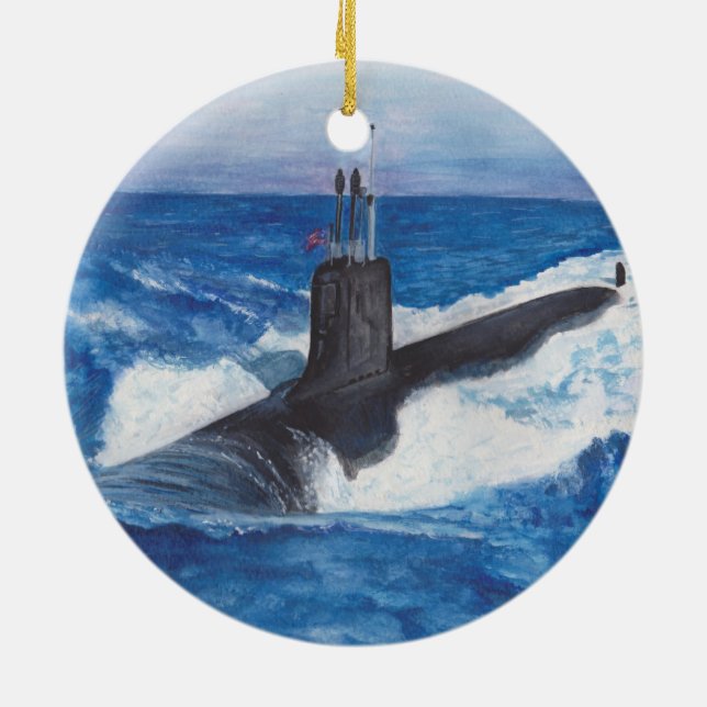 Virginia Class Warriors Submarine Ceramic Ornament (Back)