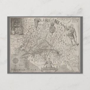 Virginia Colony Antique Map by Capt. John Smith Postcard