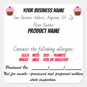 Virginia Cottage Law Food label sticker home baker